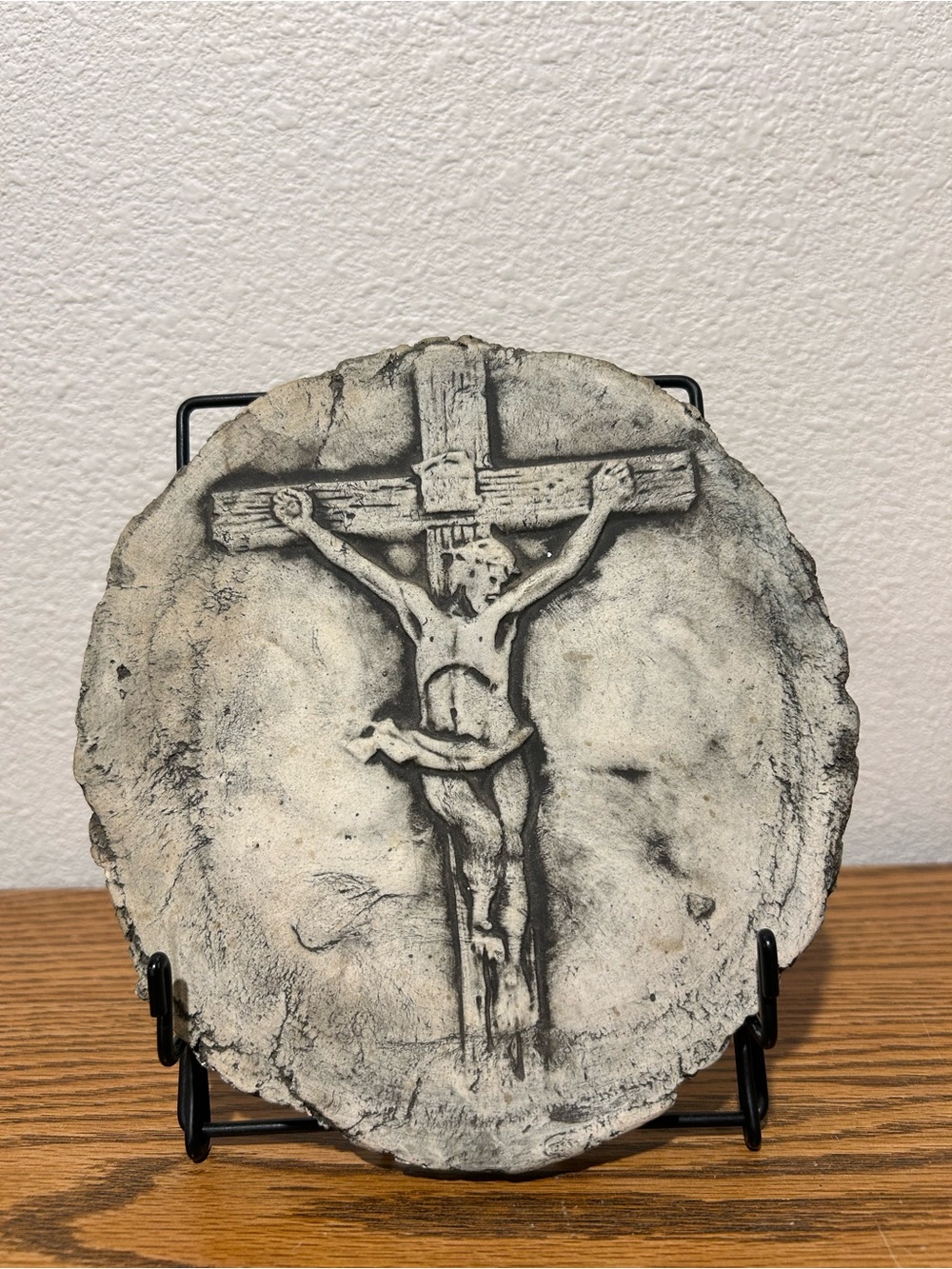 Religious Wall Plaque - Volcanic Ash Finish Crucifix Art (Gray)